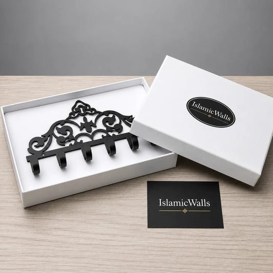 Islamic Geometric Wall Hook Rack – Premium Key Organizer for Home