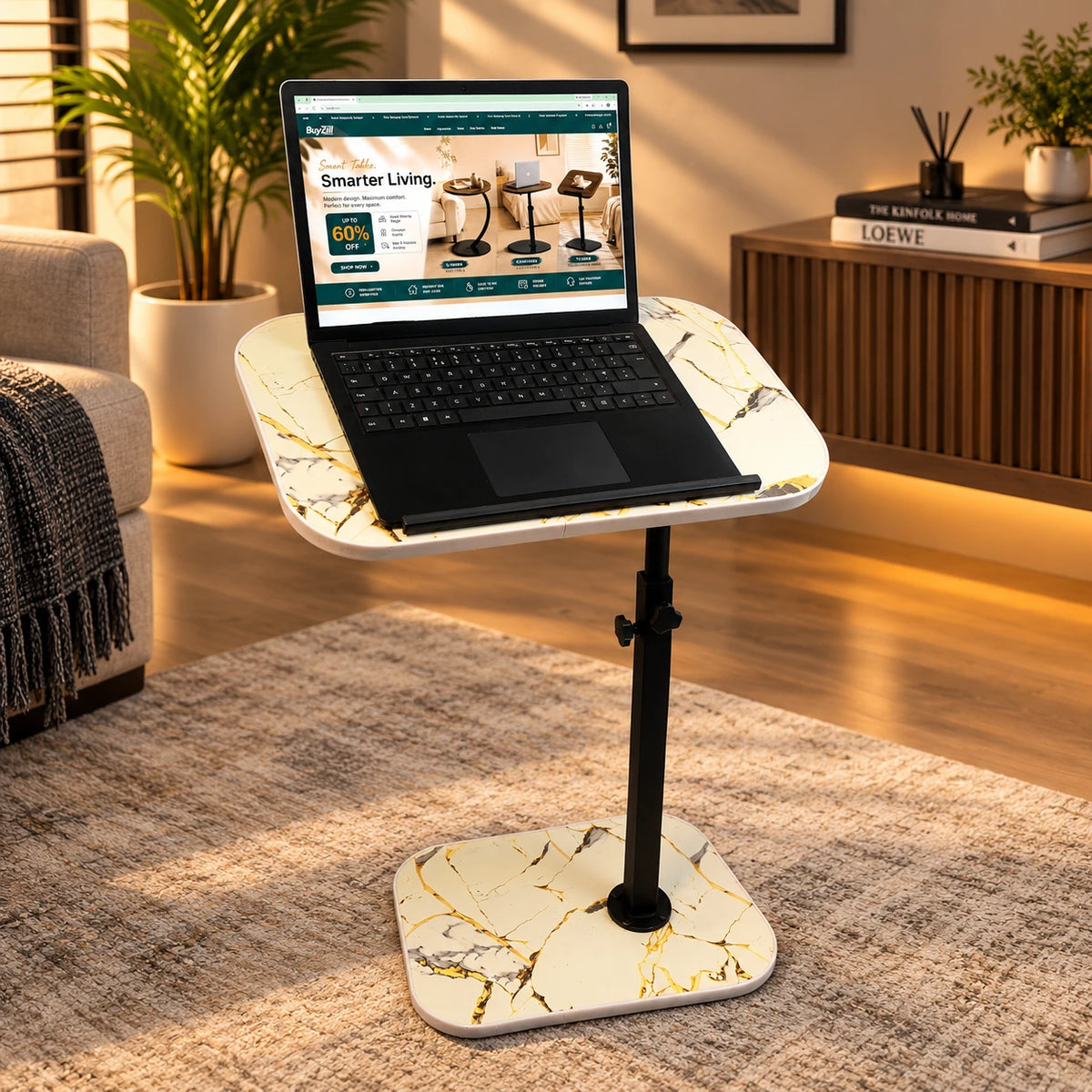 90° Angle Tilt & Full 360° Rotating Adjustable Table
